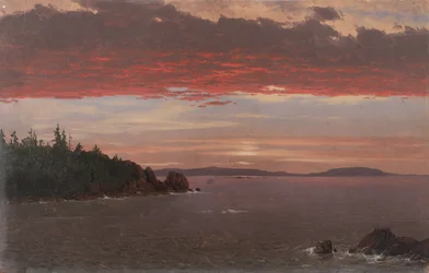 Péninsule de Schoodic depuis Mount Desert au lever du soleil
